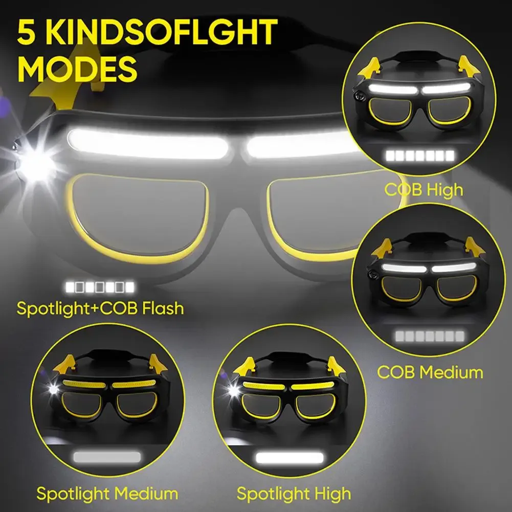 Lunettes LED rechargeables à capteur de mouvement, 5 modes d'éclairage – Mécanique automobile, atelier, camping et pêche 4