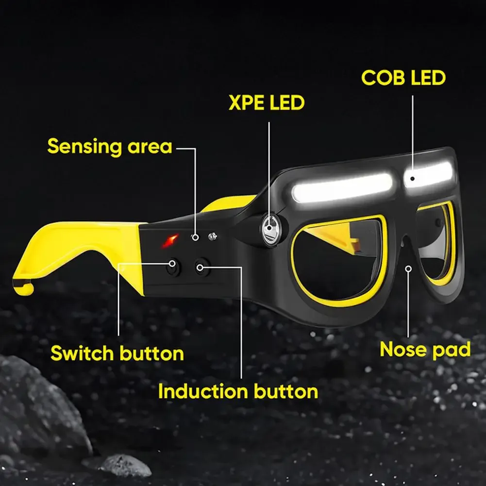 Lunettes LED rechargeables à capteur de mouvement, 5 modes d'éclairage – Mécanique automobile, atelier, camping et pêche 6