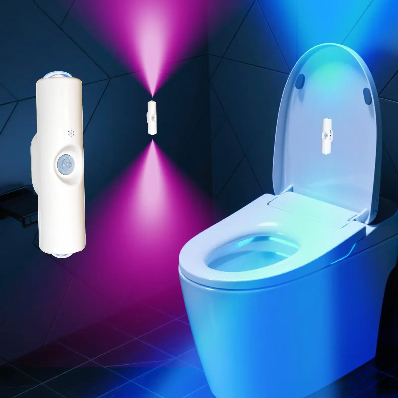 Lampe murale LED RGB intelligente à double tête avec détecteur de mouvement et veilleuse magnétique rechargeable