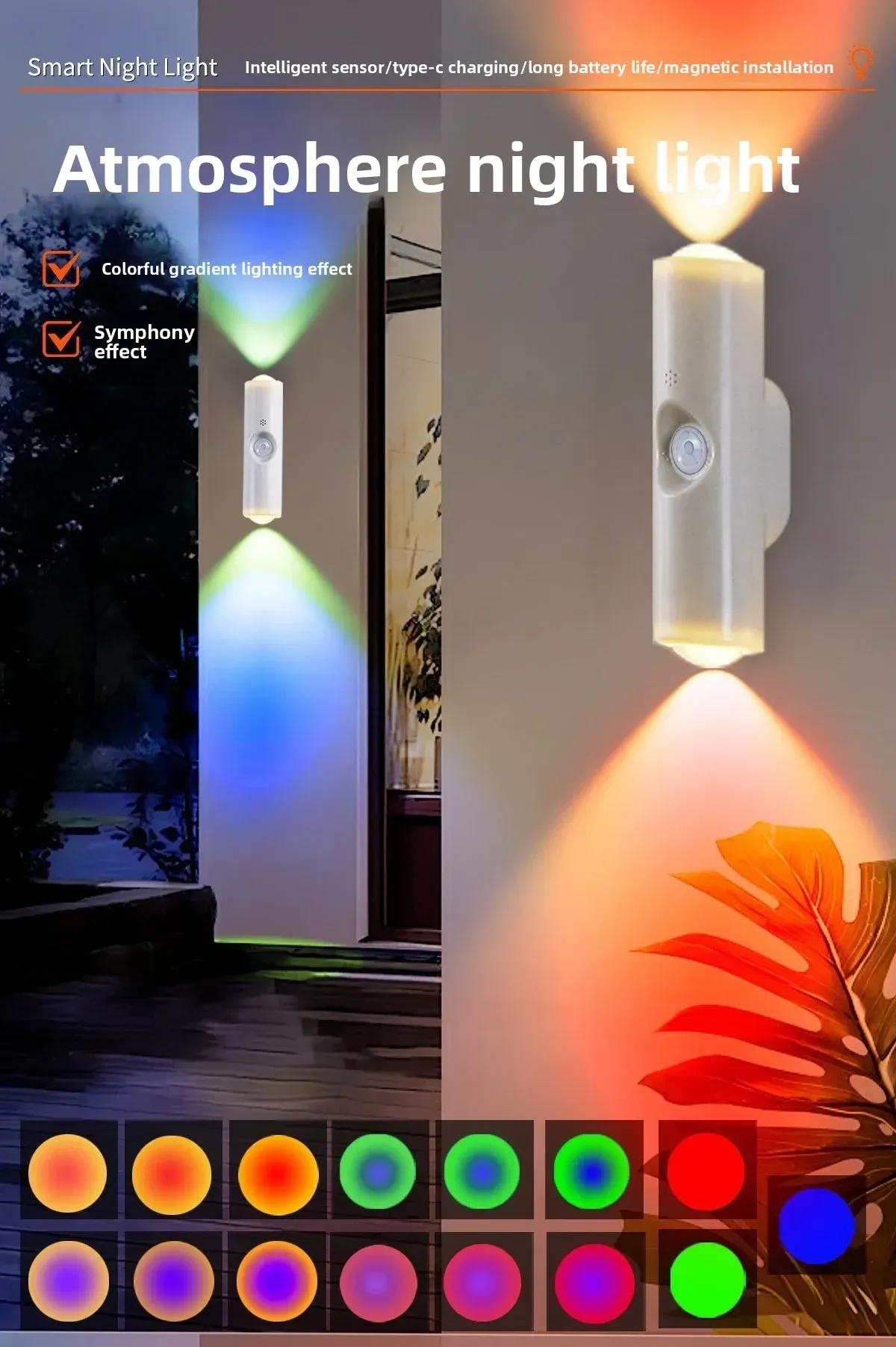 Lampe murale RGB à double tête, vue d'ensemble