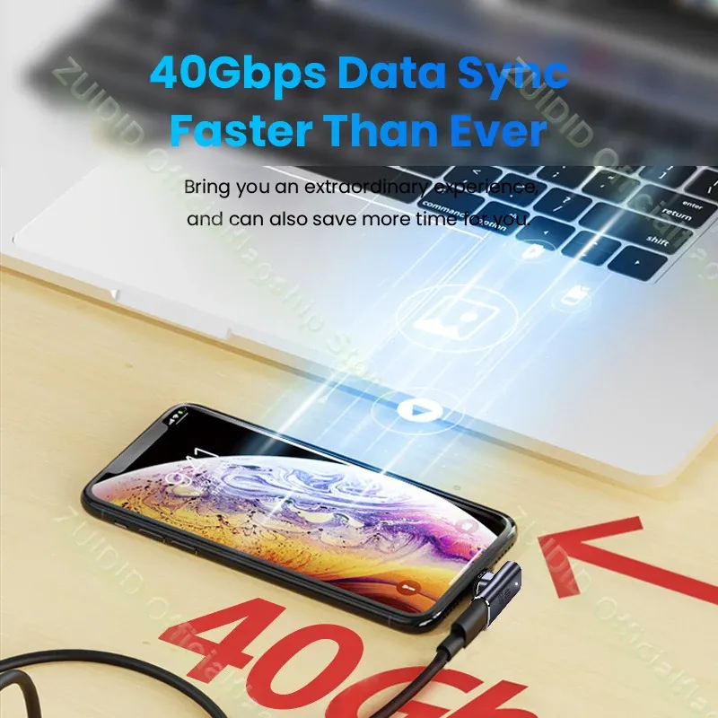Adaptateur magnétique USB-C Thunderbolt 3, 40 Gbps, 100 W, charge rapide, 8K @ 60 Hz 3