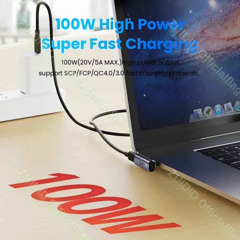 Adaptateur magnétique USB-C Thunderbolt 3, 40 Gbps, 100 W, charge rapide, 8K @ 60 Hz 4