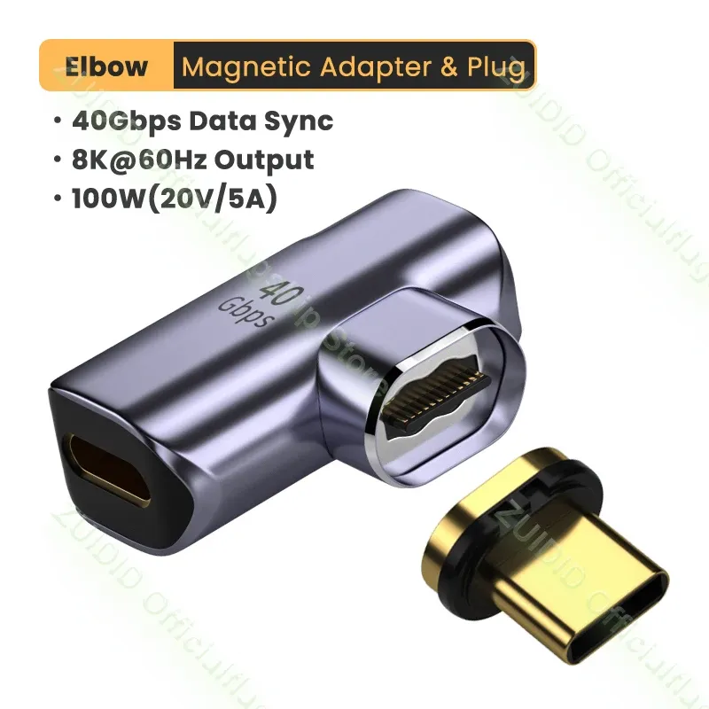 Adaptateur magnétique USB-C Thunderbolt 3, 40 Gbps, 100 W, charge rapide, 8K @ 60 Hz 10