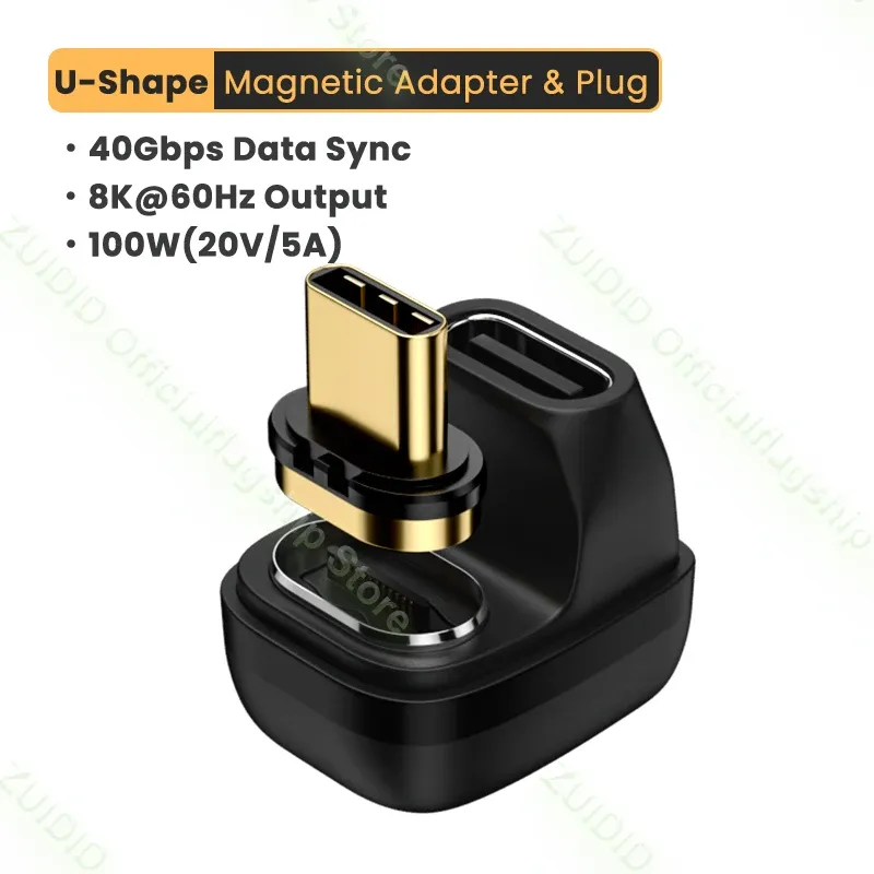 Adaptateur magnétique USB-C Thunderbolt 3, 40 Gbps, 100 W, charge rapide, 8K @ 60 Hz 12