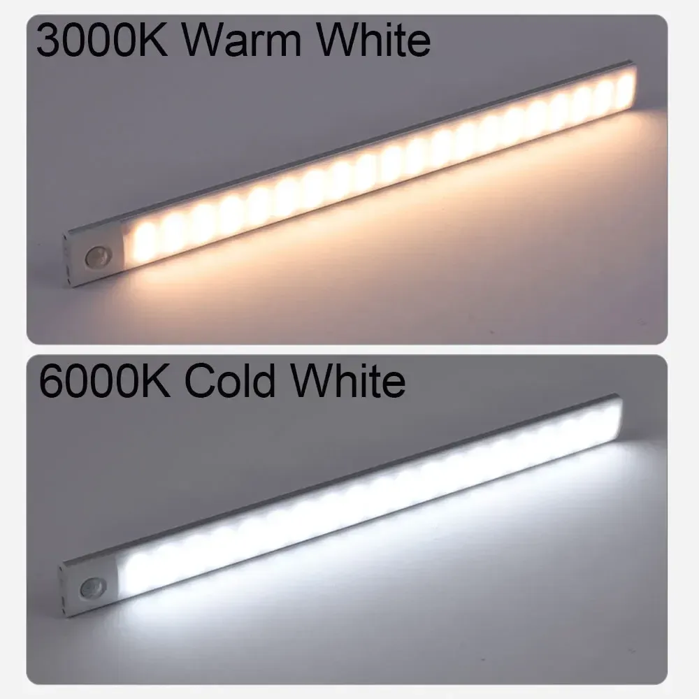 Veilleuse LED sans fil rechargeable par USB avec capteur de mouvement, idéale pour l'éclairage sous armoire 4