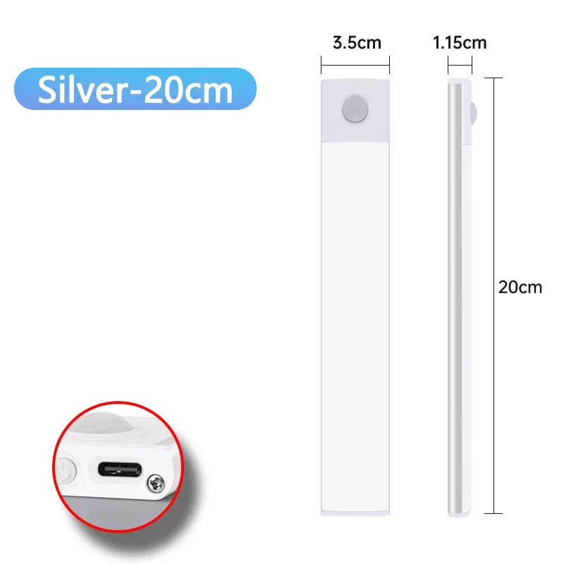 Veilleuse LED sans fil rechargeable par USB avec capteur de mouvement, idéale pour l'éclairage sous armoire 13