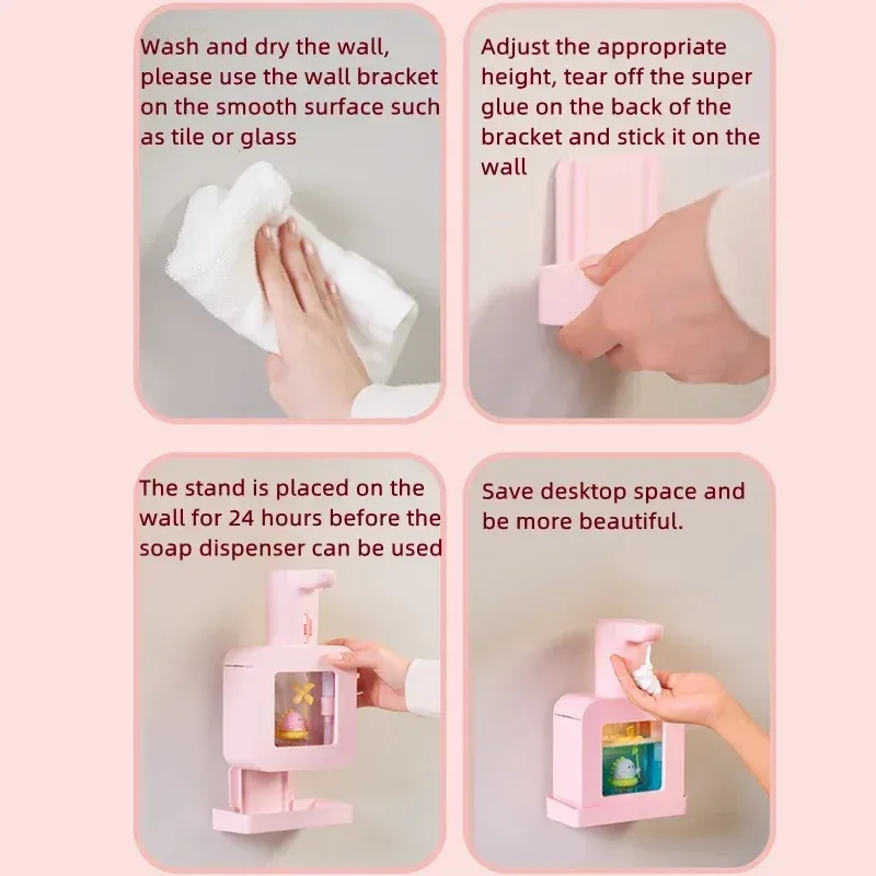 Distributeur automatique de savon sans contact aux motifs d'animaux mignons, recharge USB, 400 ml 6