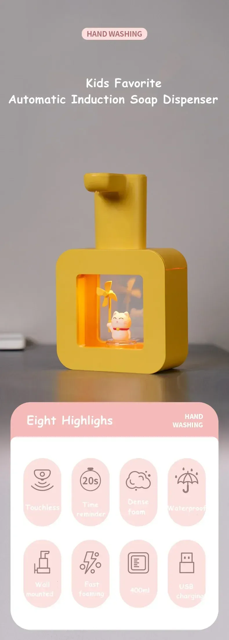 Vue détaillée du distributeur de savon