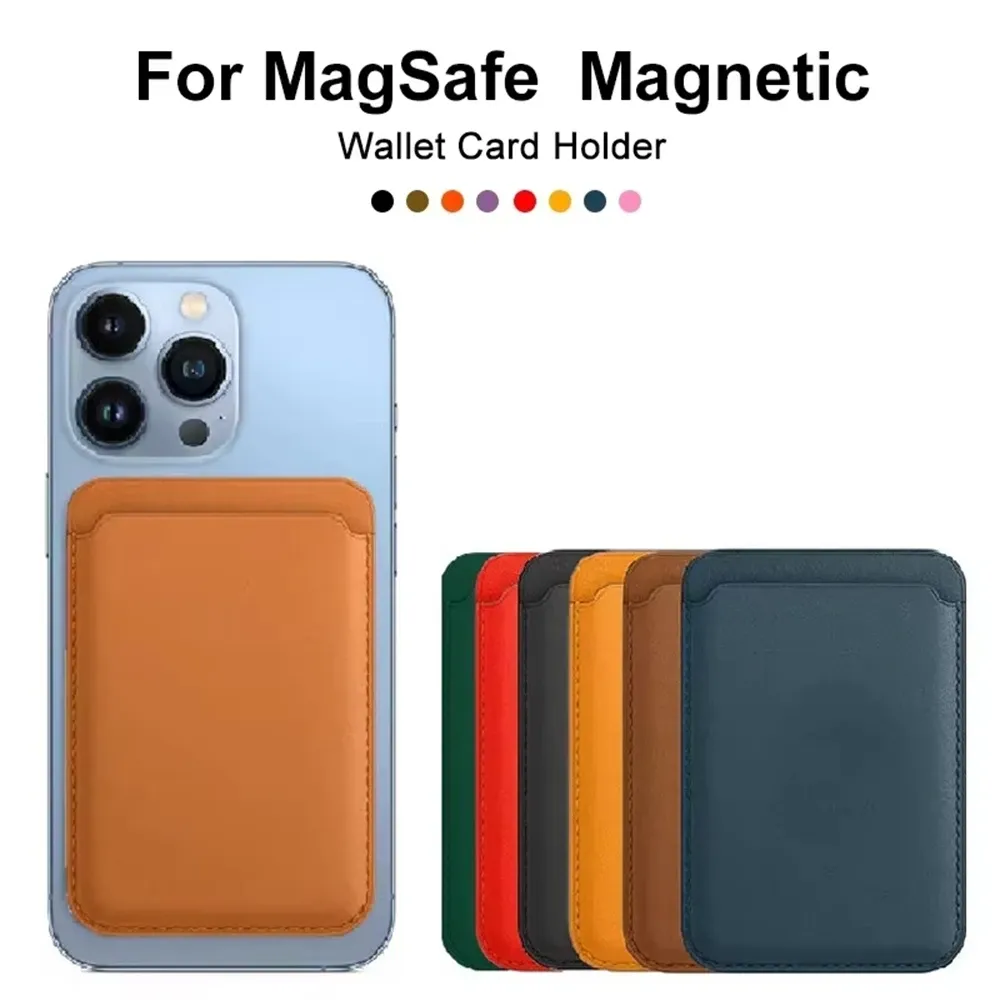 Porte-cartes magnétique en similicuir, étui pour cartes d'identité, support adhésif pour téléphone compatible MagSafe iPhone 17, housse de protection pour cartes