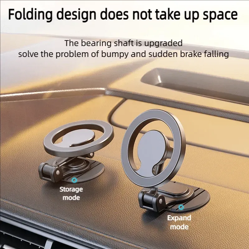 Support de téléphone magnétique rotatif pour voiture en métal, support de tableau de bord compatible MagSafe pour iPhone 16, 15, 14, 13 et 12 3
