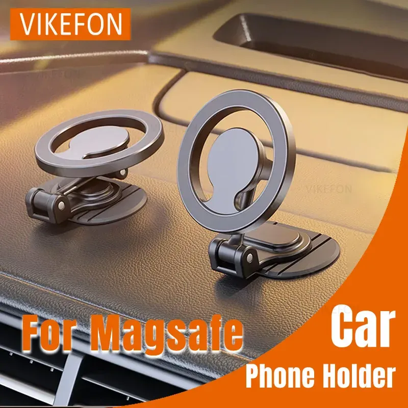 Support de téléphone magnétique rotatif pour voiture en métal, support de tableau de bord compatible MagSafe pour iPhone 16, 15, 14, 13 et 12