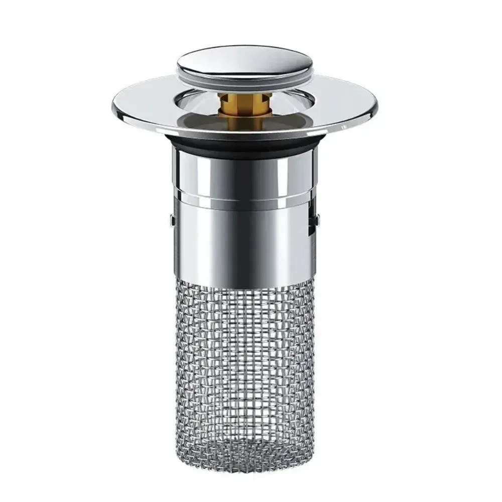 Bouchon de vidange à bascule universel, bonde de lavabo push-pull chromée avec filtre anti-cheveux, bonde de vidage pour lavabo de salle de bain, à installation facile 5