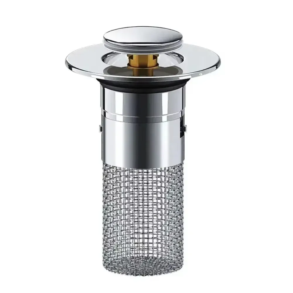 Bouchon de vidange à bascule universel, bonde de lavabo push-pull chromée avec filtre anti-cheveux, bonde de vidage pour lavabo de salle de bain, à installation facile 10