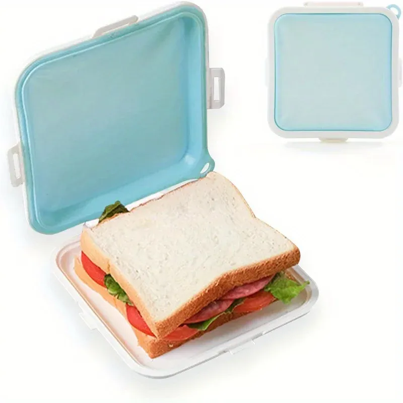 Boîte à sandwichs en silicone encliquetable pour le déjeuner et les voyages 8