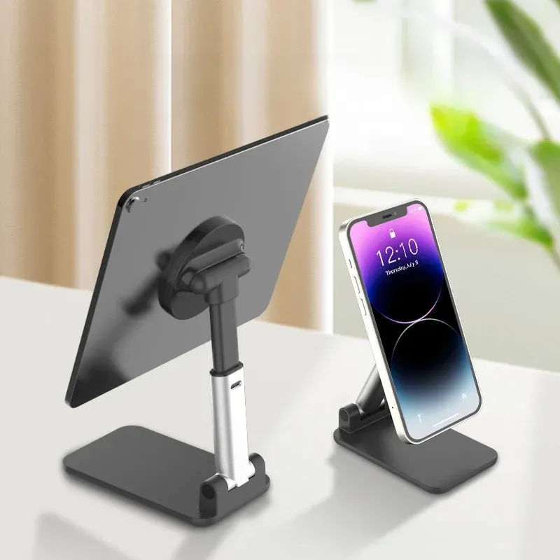 Support de téléphone magnétique flexible et réglable, support de bureau portable et pliable pour tous les smartphones, avec accessoires à pince serrante
