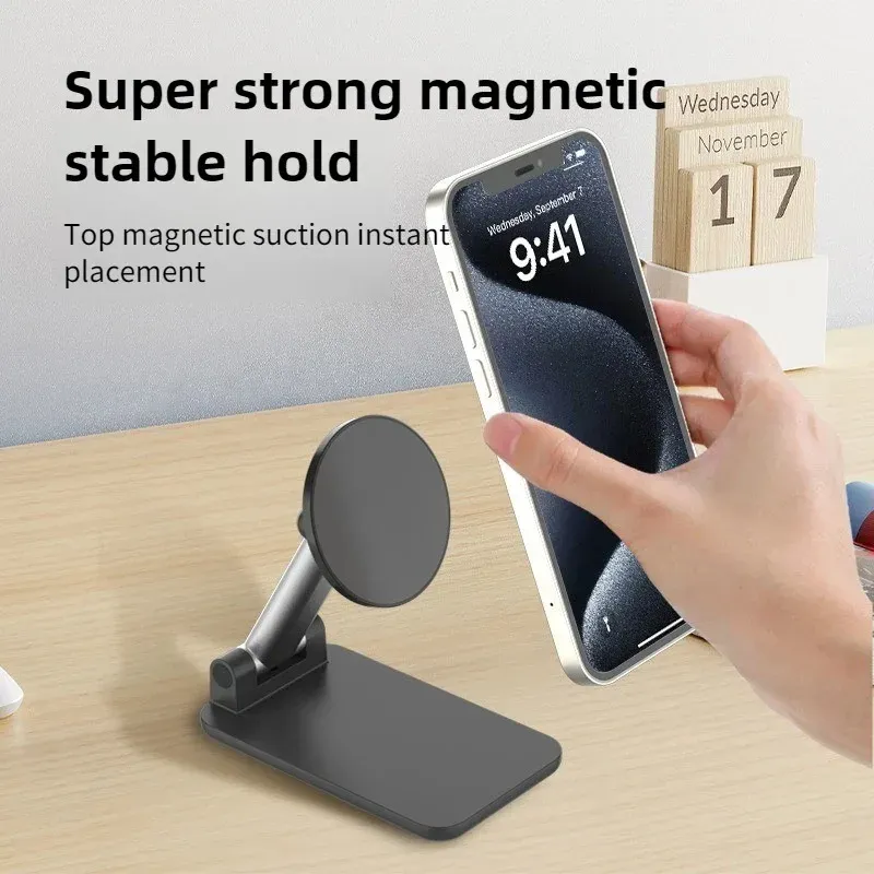 Support de téléphone magnétique flexible et réglable, support de bureau portable et pliable pour tous les smartphones, avec accessoires à pince serrante 2