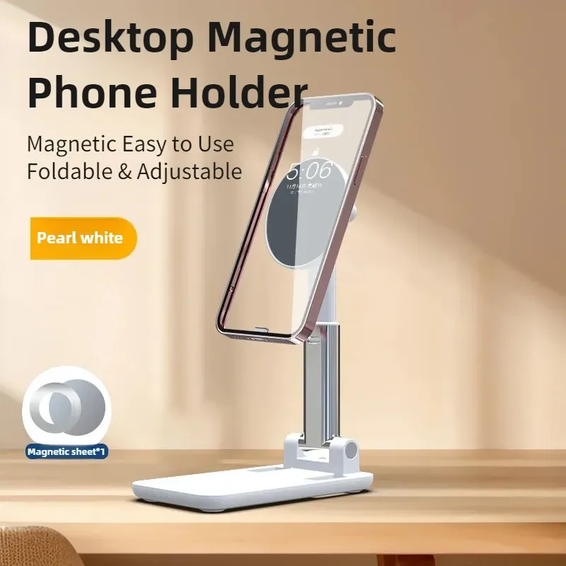 Support de téléphone magnétique flexible et réglable, support de bureau portable et pliable pour tous les smartphones, avec accessoires à pince serrante 7