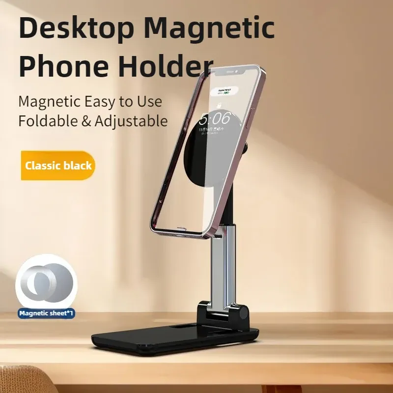 Support de téléphone magnétique flexible et réglable, support de bureau portable et pliable pour tous les smartphones, avec accessoires à pince serrante 8