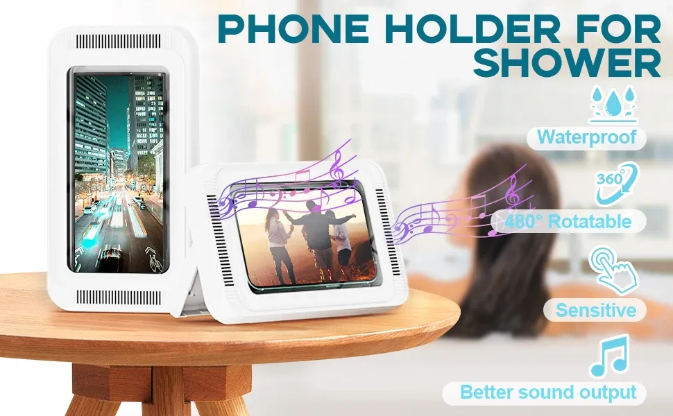 Support de téléphone de douche avec haut-parleur