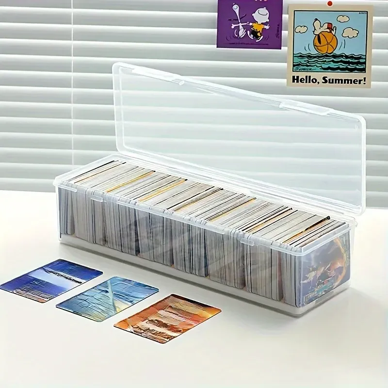 Boîte de rangement en plastique durable à 6 compartiments avec couvercle rabattable, pour cartes de visite, cartes de transaction et fournitures de bureau (1 pièce) 3