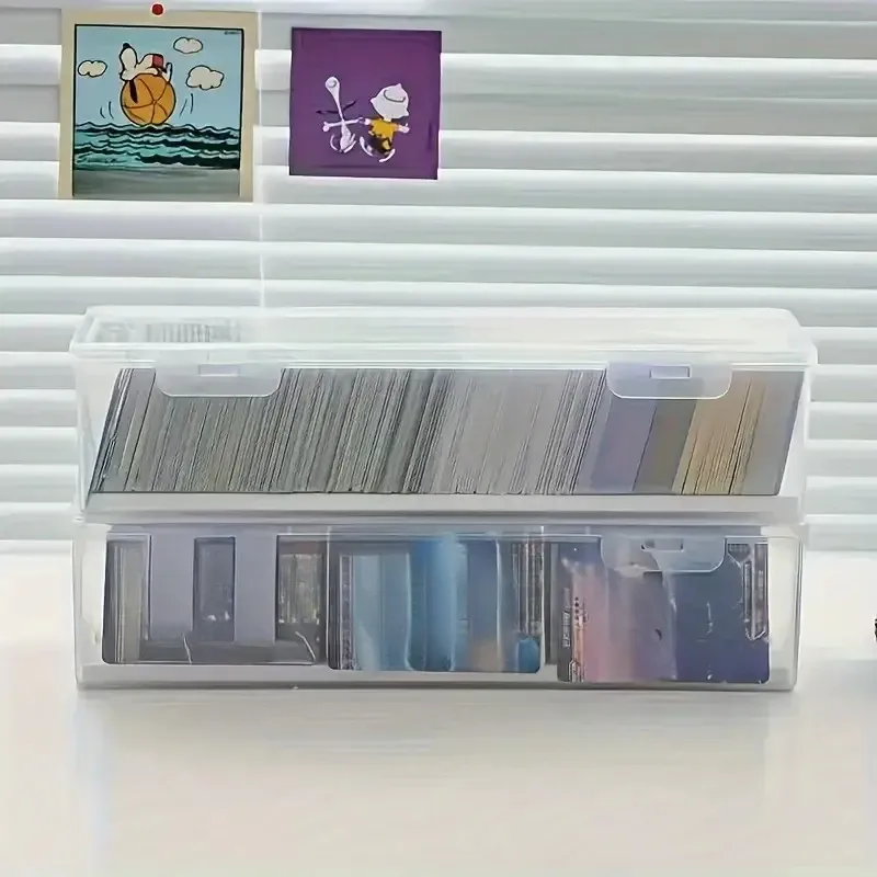 Boîte de rangement en plastique durable à 6 compartiments avec couvercle rabattable, pour cartes de visite, cartes de transaction et fournitures de bureau (1 pièce) 4