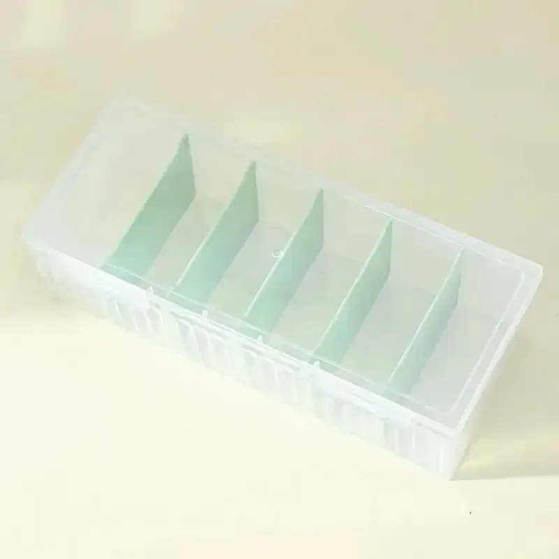 Boîte de rangement en plastique durable à 6 compartiments avec couvercle rabattable, pour cartes de visite, cartes de transaction et fournitures de bureau (1 pièce) 5