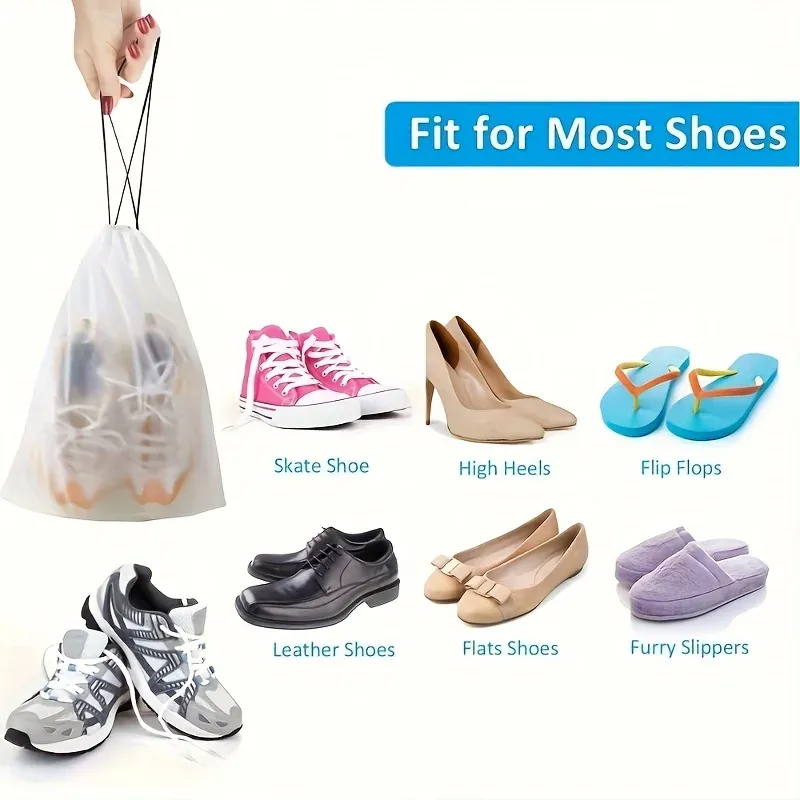 Ensemble de rangement pour chaussures de voyage, 5/10/20 pièces, sacs de rangement portables transparents et de haute qualité pour un emballage facile 2