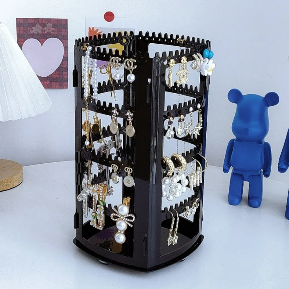 Boîte de rangement rotative à 360° pour bijoux et boucles d'oreilles 5