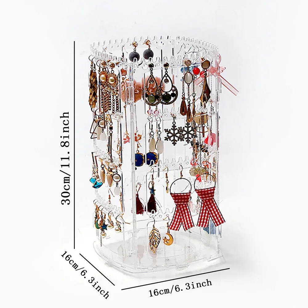 Boîte de rangement rotative à 360° pour bijoux et boucles d'oreilles 6