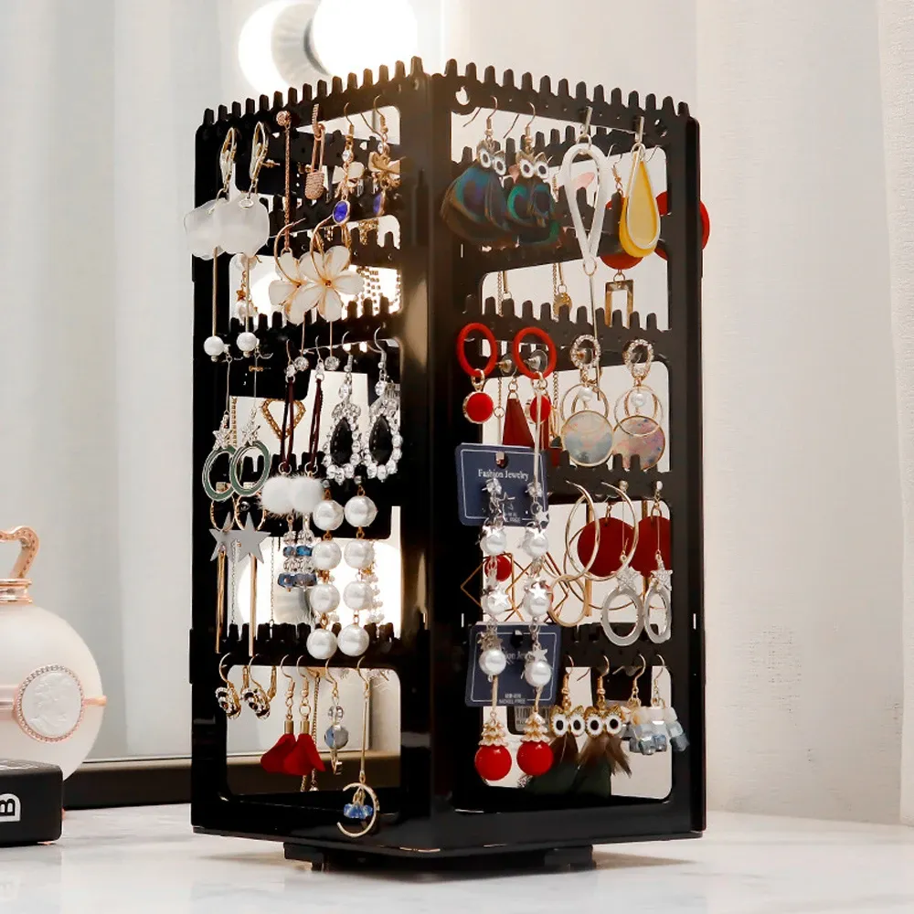 Boîte de rangement rotative à 360° pour bijoux et boucles d'oreilles 8