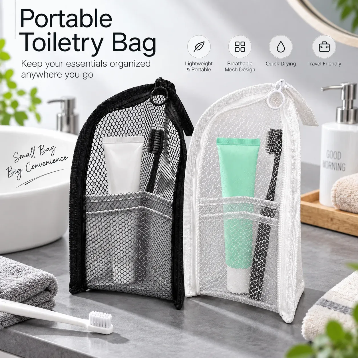 Trousse de toilette EVA à poser, respirante et à séchage rapide, avec étui pour brosse à dents, anti-moisissure - Image 1