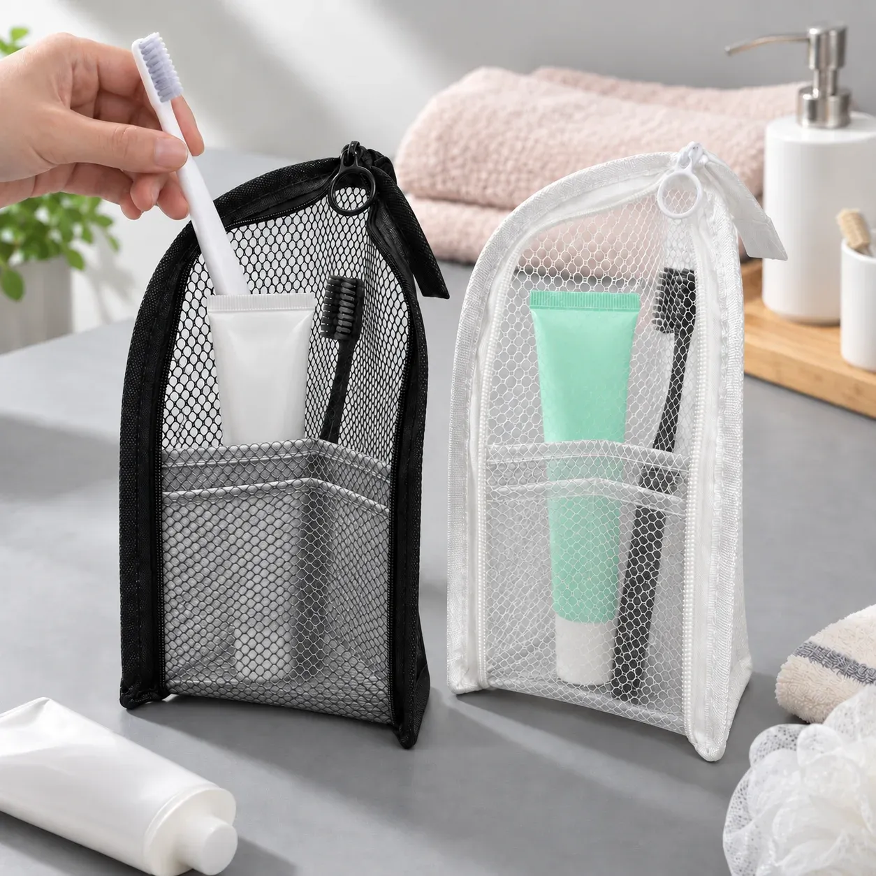 Trousse de toilette EVA à poser, respirante et à séchage rapide, avec étui pour brosse à dents, anti-moisissure 7