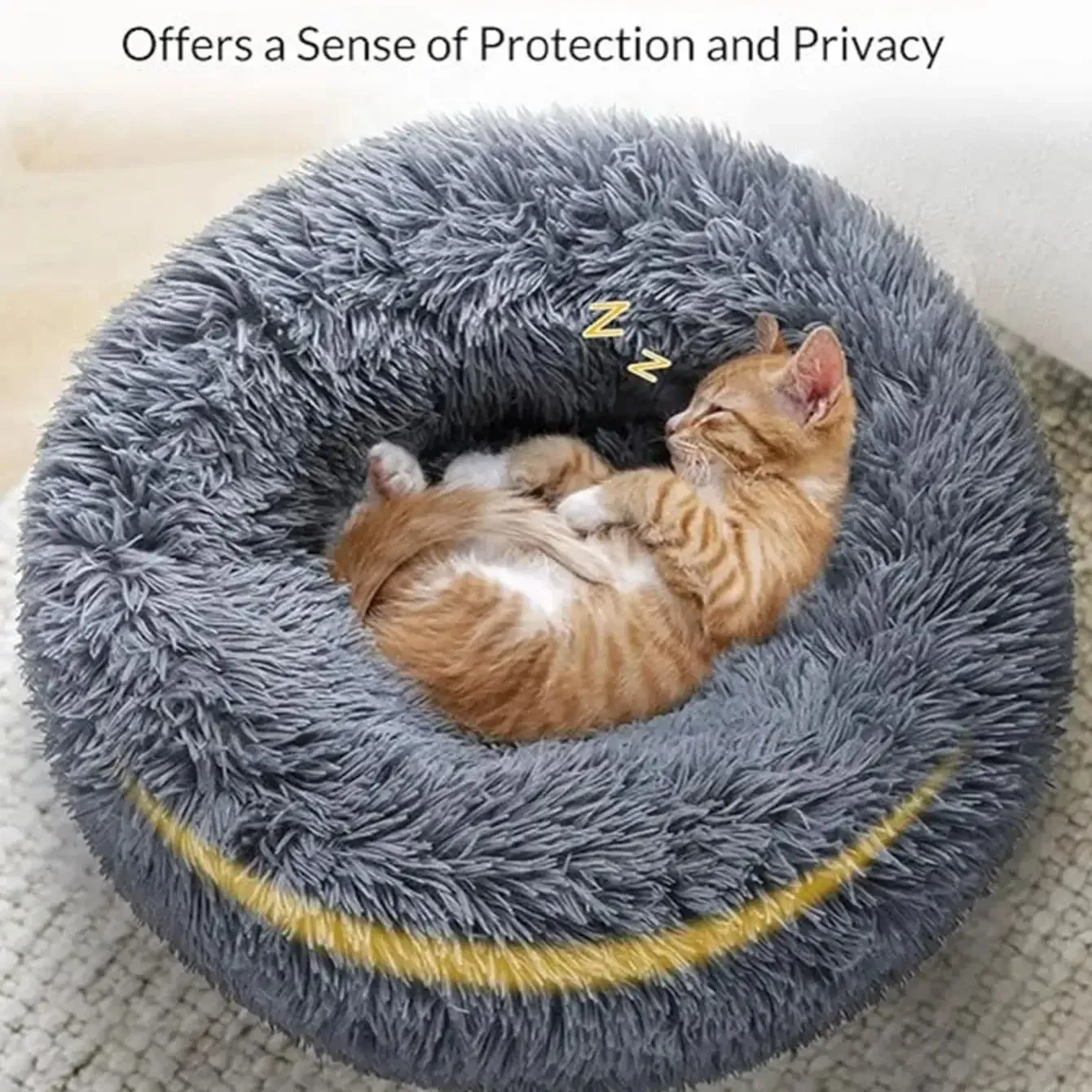 Lit rond pour animaux de compagnie, 40 à 90 cm, 6 tailles, pour grand chien, lit ultra-doux pour chat, panier en peluche pour chien de taille moyenne, couchage chaud d'hiver 2