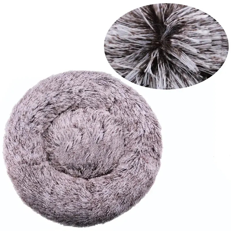Lit rond pour animaux de compagnie, 40 à 90 cm, 6 tailles, pour grand chien, lit ultra-doux pour chat, panier en peluche pour chien de taille moyenne, couchage chaud d'hiver 7