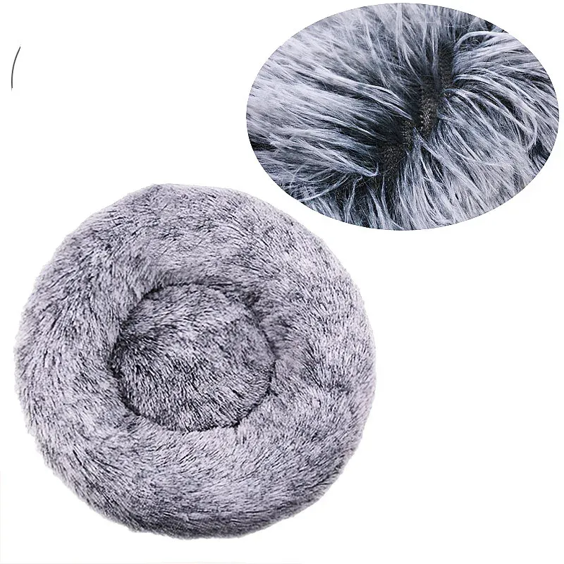 Lit rond pour animaux de compagnie, 40 à 90 cm, 6 tailles, pour grand chien, lit ultra-doux pour chat, panier en peluche pour chien de taille moyenne, couchage chaud d'hiver 25