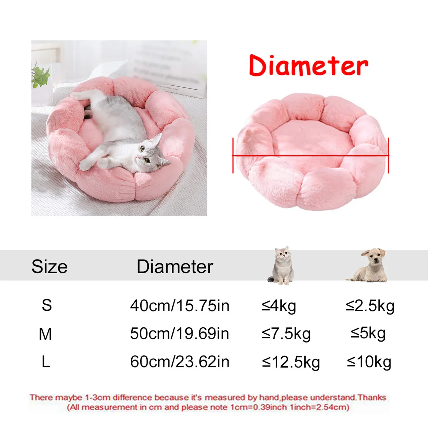 Lit rond pour animaux de compagnie, 40 à 90 cm, 6 tailles, pour grand chien, lit ultra-doux pour chat, panier en peluche pour chien de taille moyenne, couchage chaud d'hiver 8