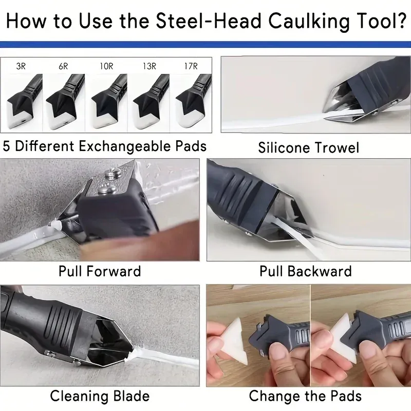 Détail des outils de calfeutrage en silicone
