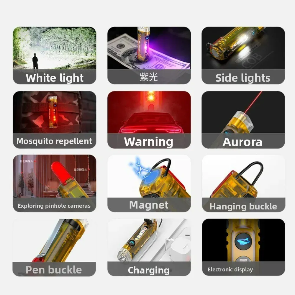 Mini lampe de poche à lumière infrarouge latérale – Torche porte-clés rechargeable et portable pour usage quotidien et d'urgence 2