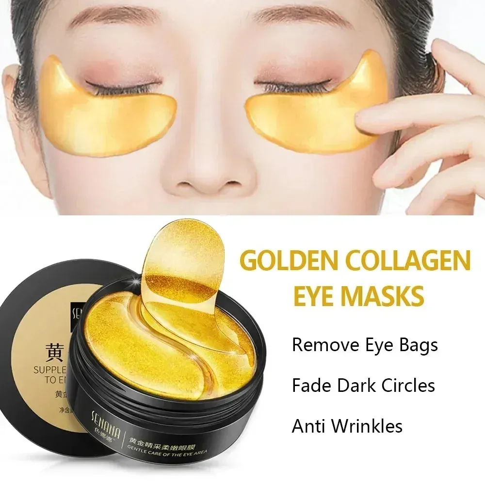 Masques pour les yeux à l'acide hyaluronique en cristal, lot de 60 : hydratation, réduction des cernes et apaisement de la fatigue oculaire