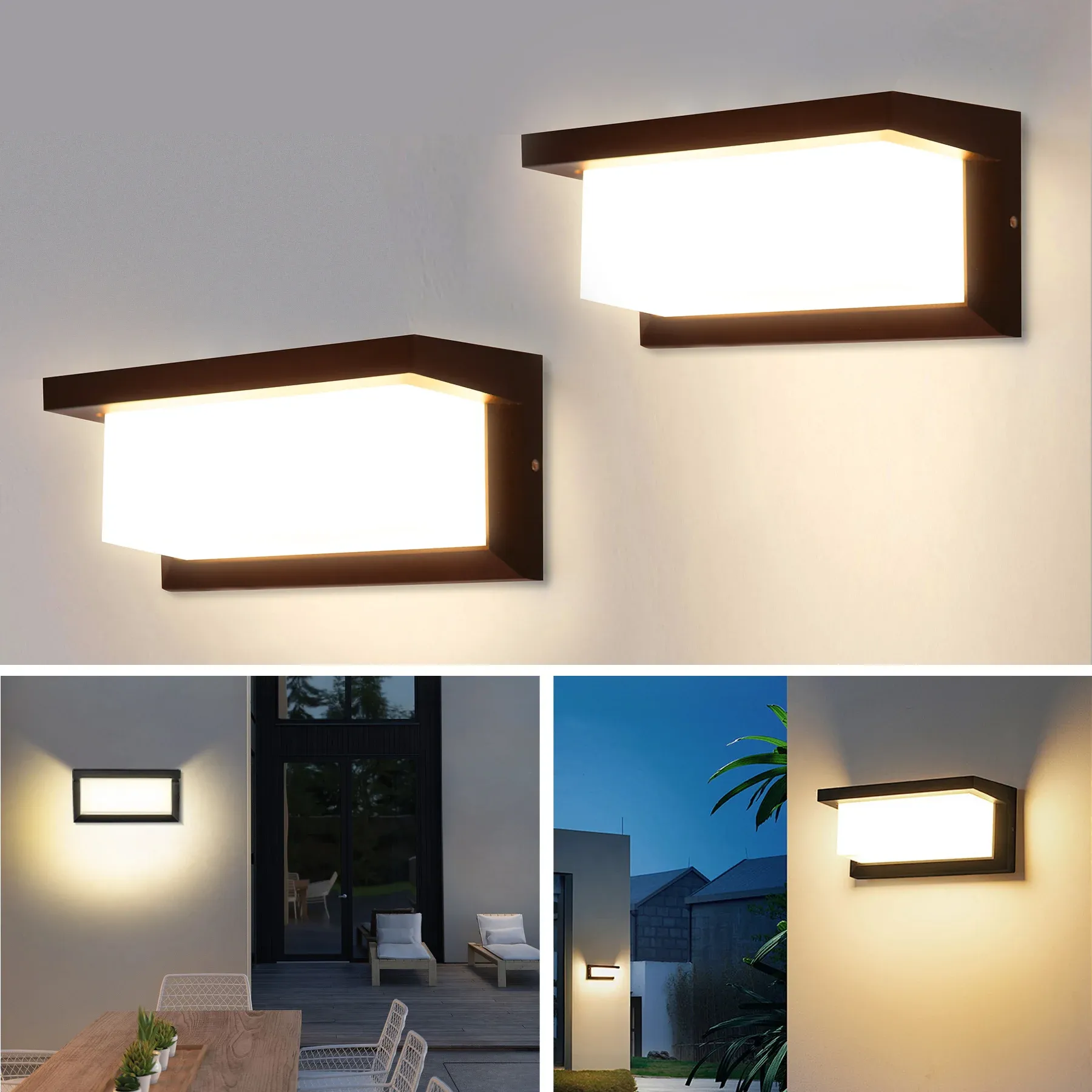 Applique murale LED rectangulaire vintage d'intérieur et d'extérieur, éclairage décoratif 7