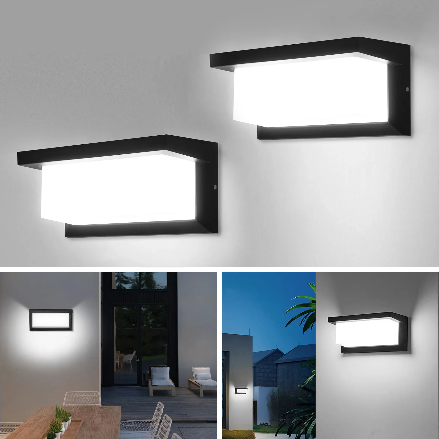 Applique murale LED rectangulaire vintage d'intérieur et d'extérieur, éclairage décoratif 8