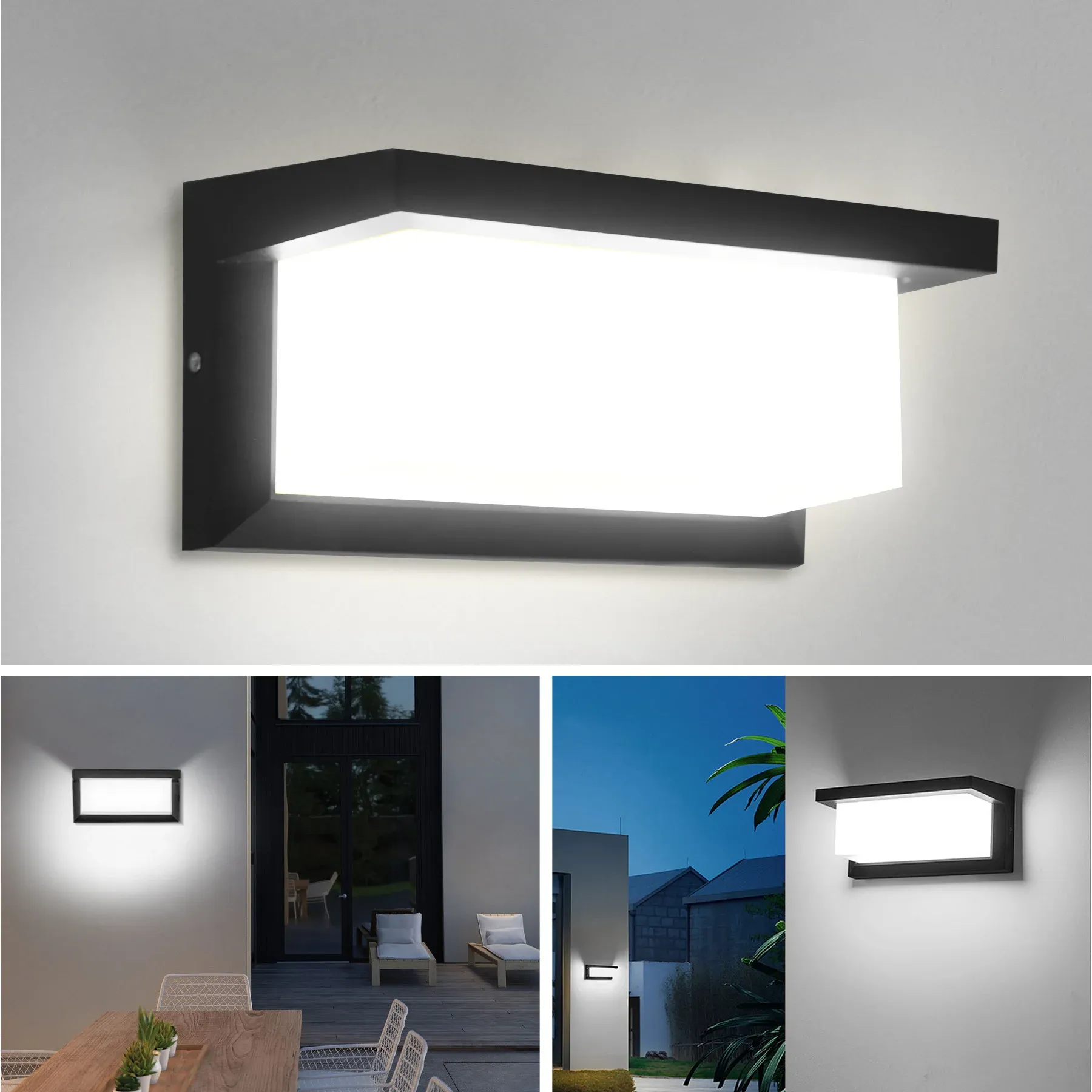 Applique murale LED rectangulaire vintage d'intérieur et d'extérieur, éclairage décoratif 9