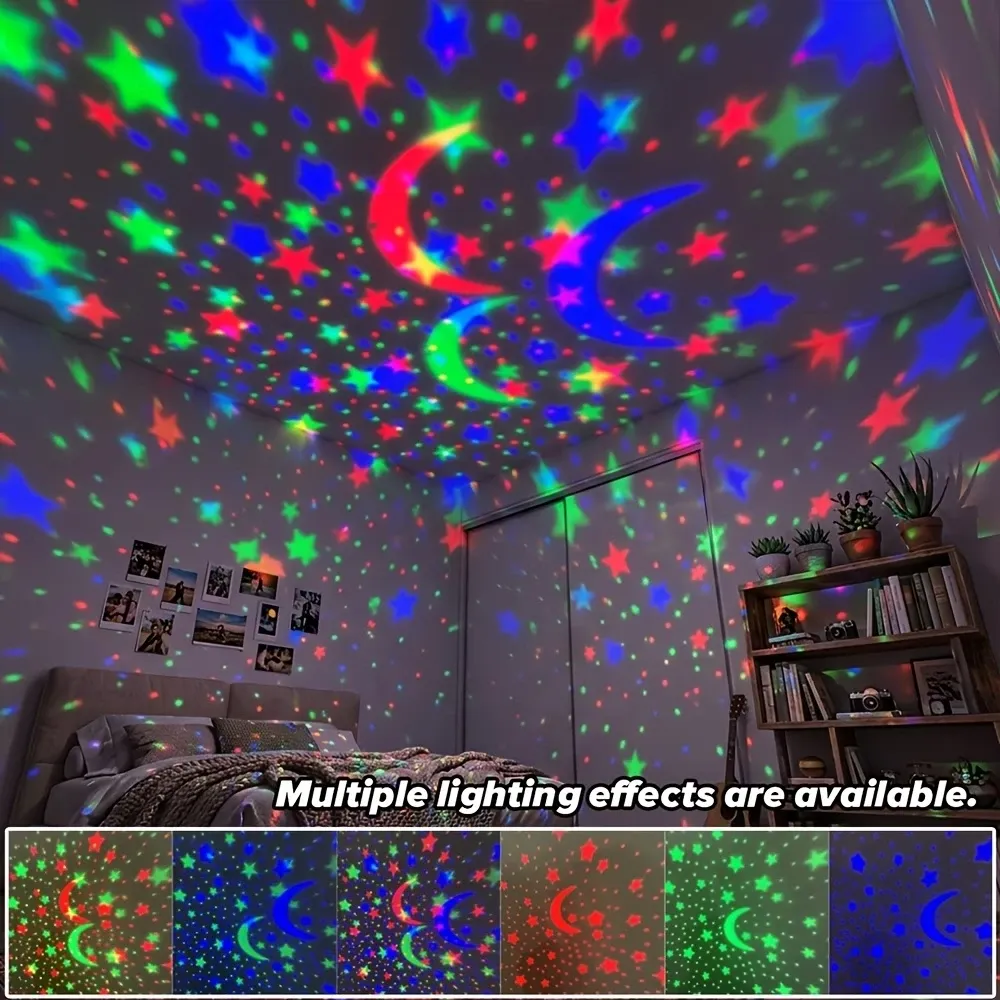 Veilleuse LED ciel étoilé rechargeable USB, projecteur lampe boule magique lune et étoiles, décoration de chambre et d'intérieur 3