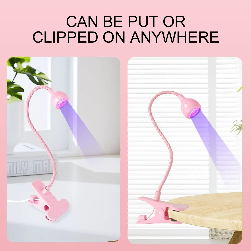 Lampe UV LED portable à pince pour vernis gel, mini sèche-ongles flexible à alimentation USB 2