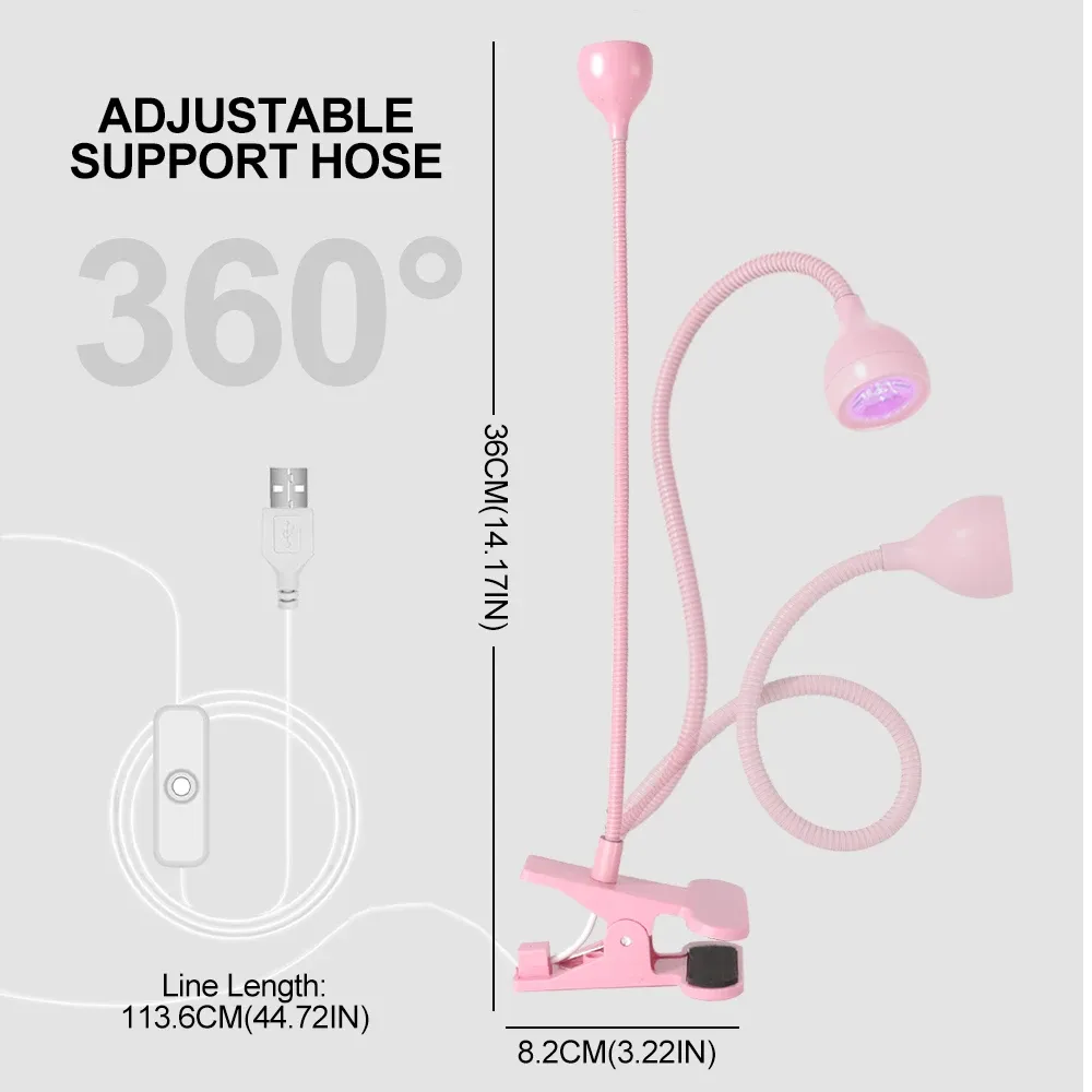 Lampe UV LED portable à pince pour vernis gel, mini sèche-ongles flexible à alimentation USB 6