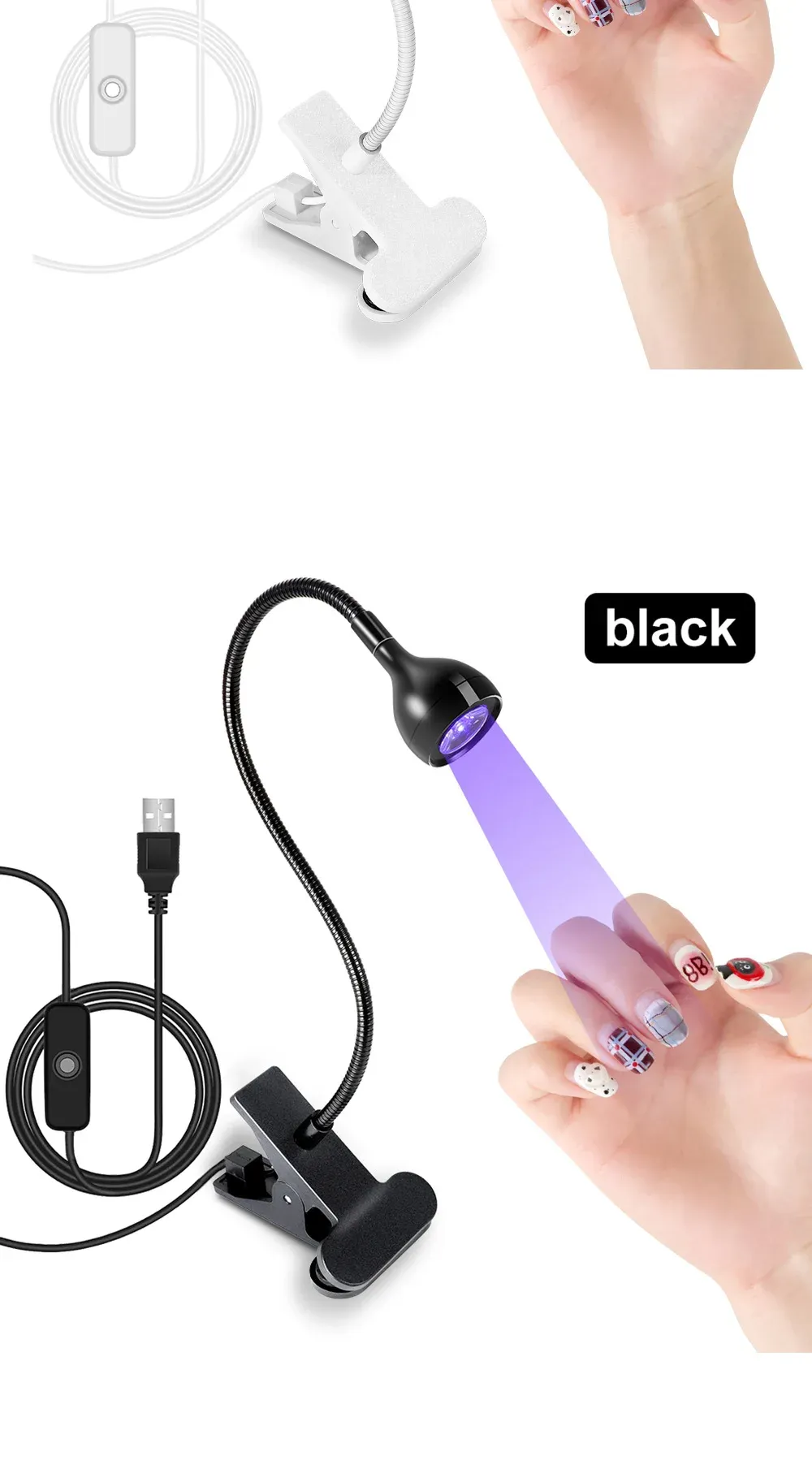 Lampe UV LED portable pour ongles, vue d'ensemble