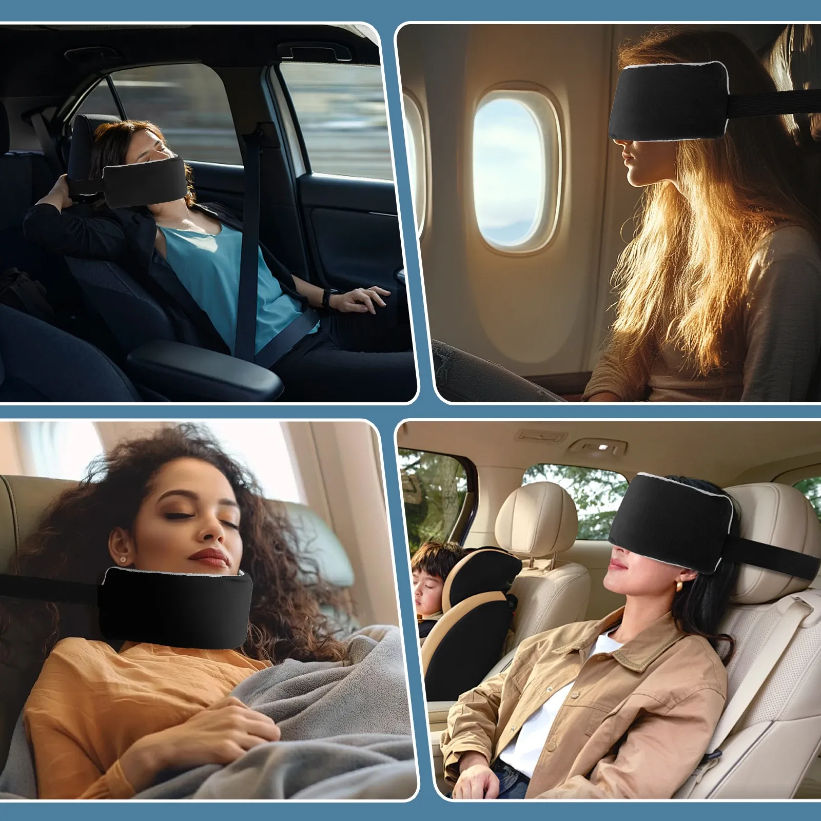 Sangle de soutien de tête réglable pour voyage et siège auto, lot de 2 5