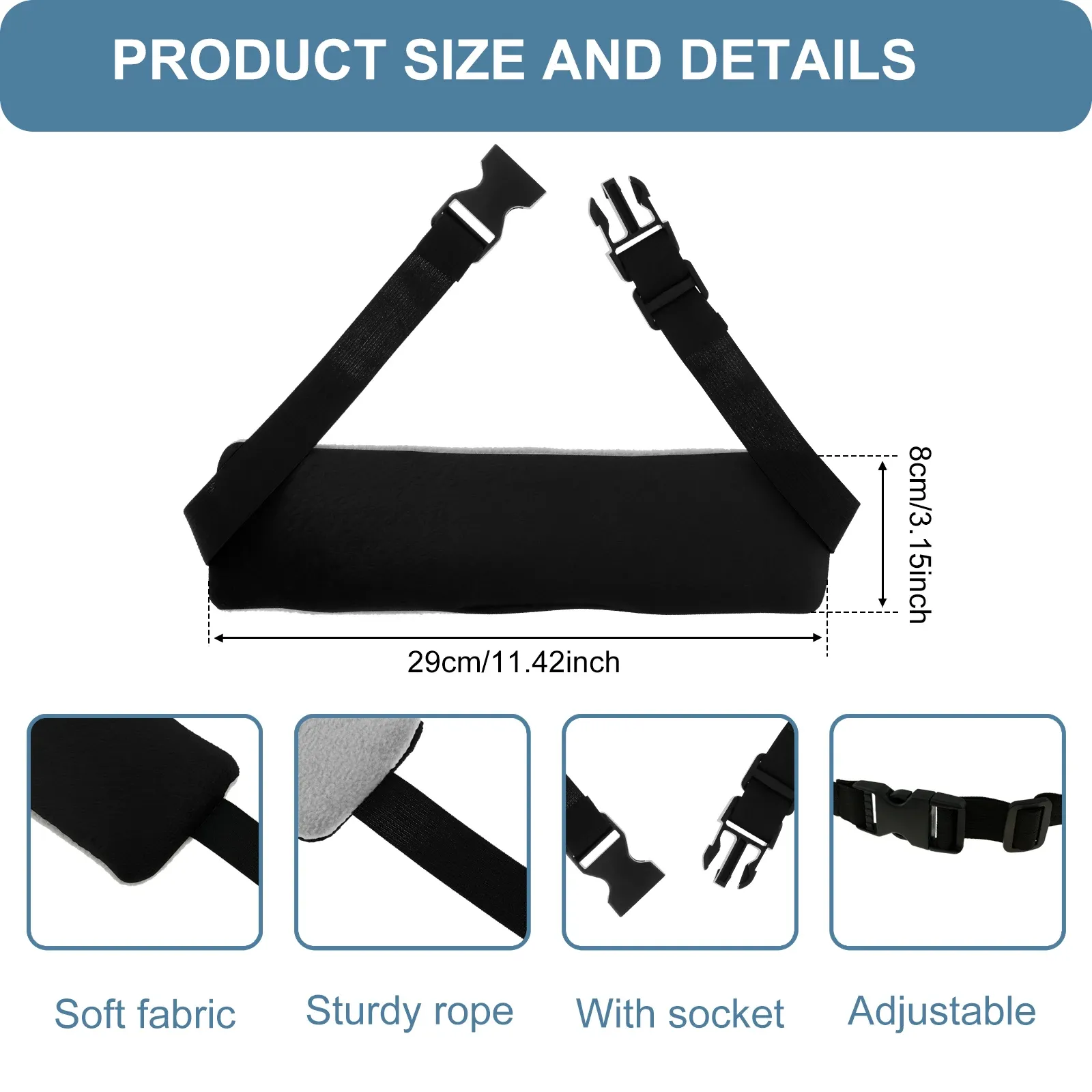 Sangle de soutien de tête réglable pour voyage et siège auto, lot de 2 6