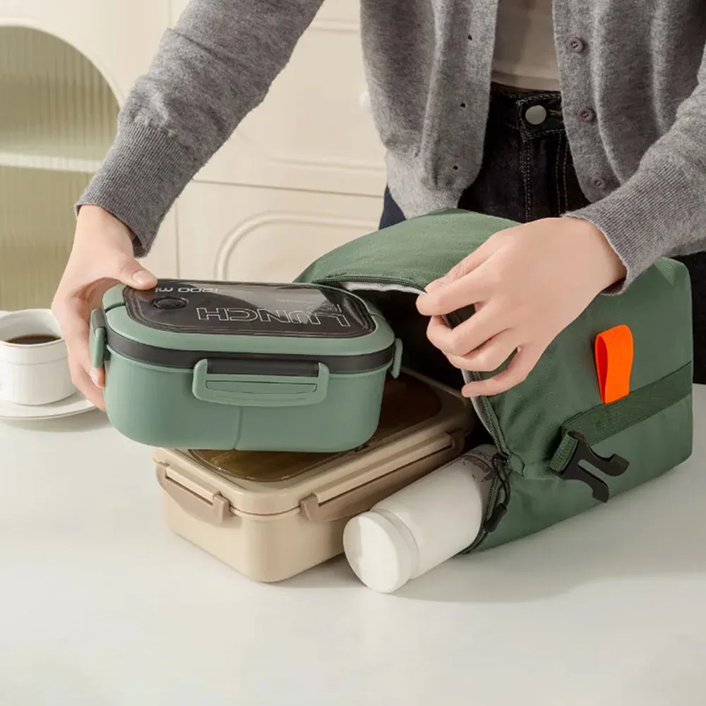Sac à déjeuner minimaliste isotherme en aluminium épais, sac à bento classique 4