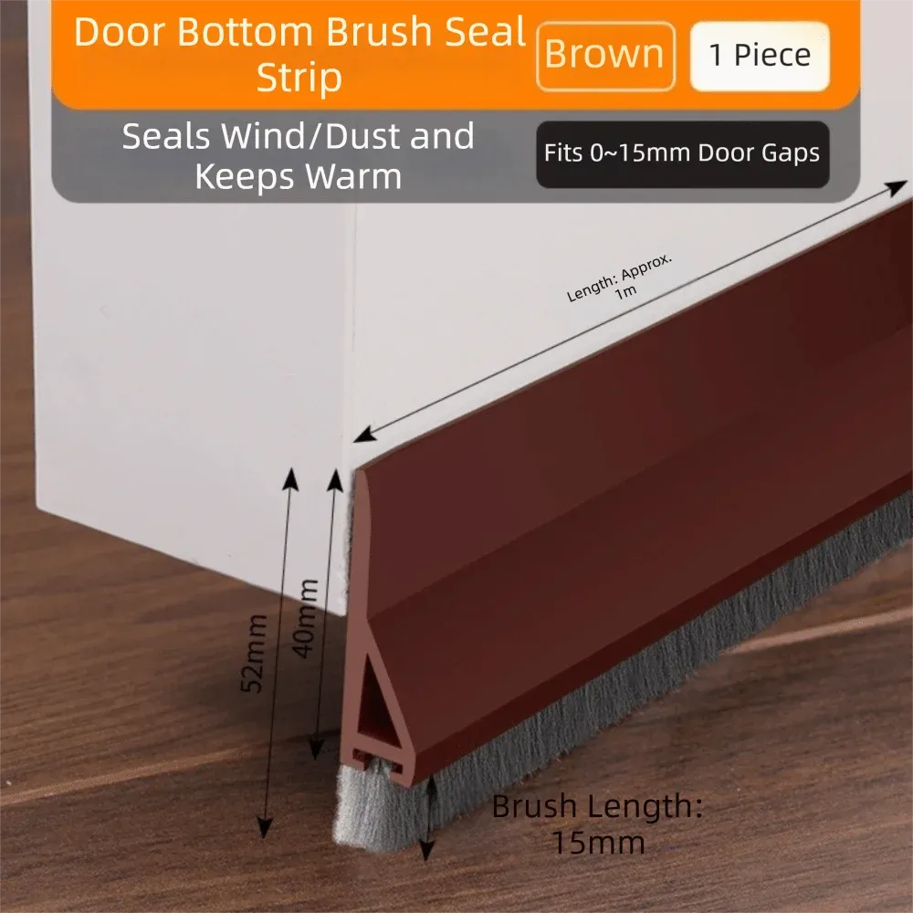 Bande d'étanchéité professionnelle en PVC pour porte, auto-adhésive, avec brosse, insonorisante, 100 cm, pour dortoir 5